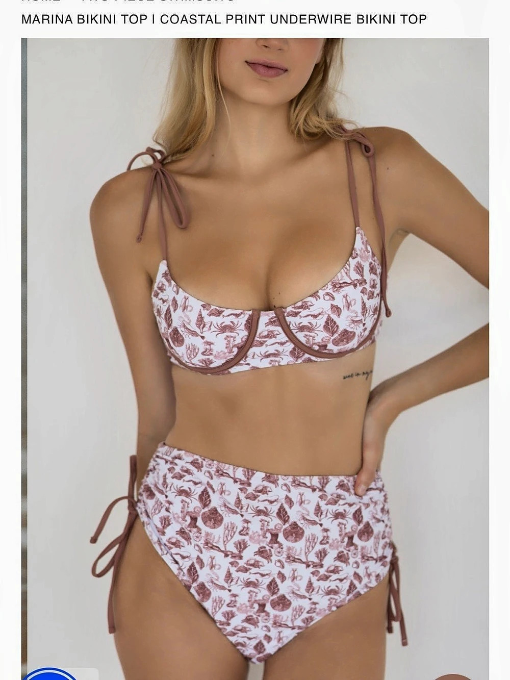Geode Swimwear Marina Bikini Top Floral Underwire in White & Pink